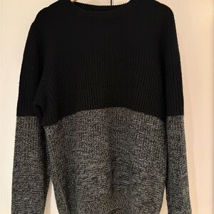 Black and Gray Colorblock Crewneck Sweater